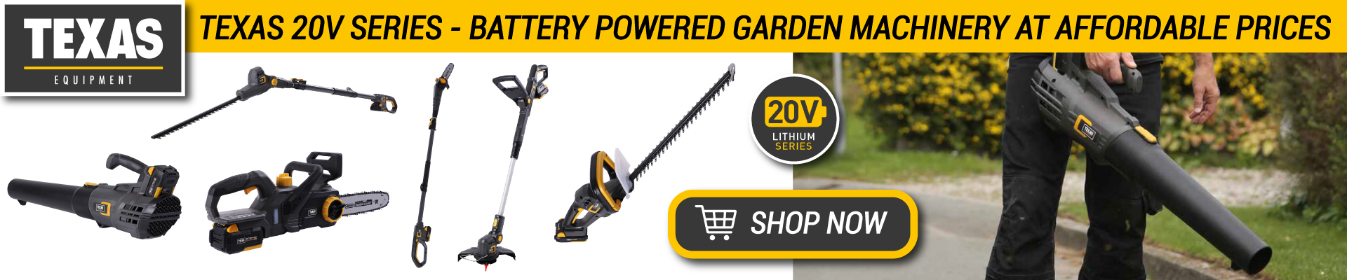 Texas 20V Series - Battery-Powered Garden Machinery at Affordable Prices