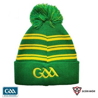 GAA Scor-Mor Bobble Beanie Hat (Green/Yellow)
