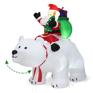 Inflatable LED Santa on Polar Bear (6ft = 175cm)
