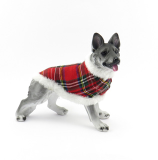 19cm Alsatian Dog with Tartan Coat 